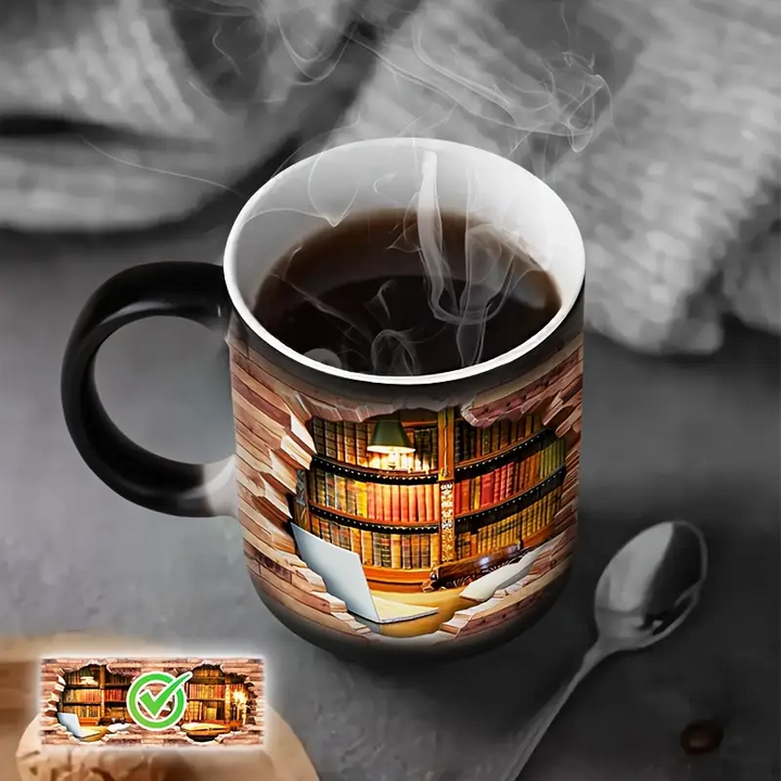 Burvīga Grāmatu Plaukta Siltuma Atklāšanas Keramiskā Krūze